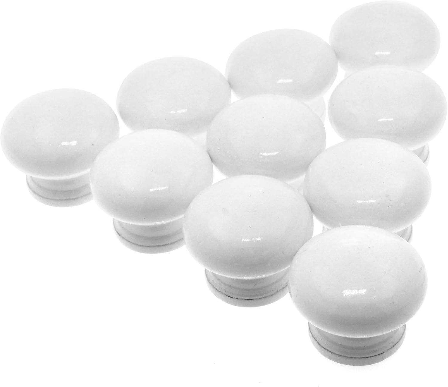 ENET 10x White Color 32mm Pre-drilled Wooden Cabinets Door Drawer Handles Knobs MS