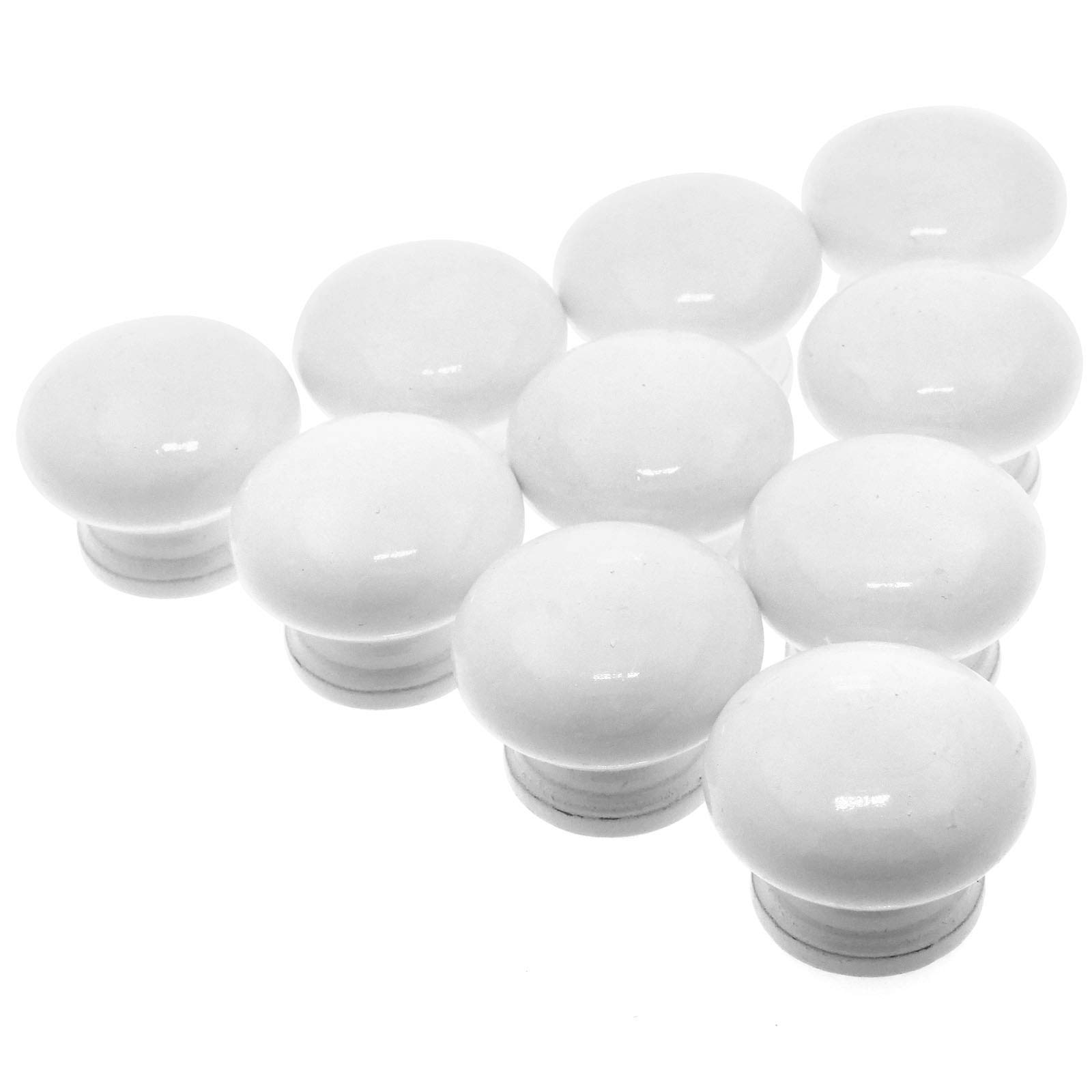 ENET 10x White Color 32mm Pre-drilled Wooden Cabinets Door Drawer Handles Knobs MS