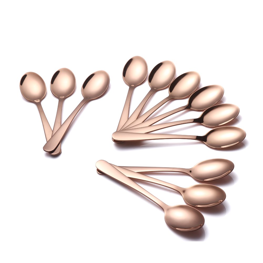 Buyer Star Tea Spoons Coffee Spoon, Rose Gold Teaspoon Stainless Steel Mini Spoon Set Pack of 12