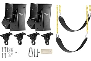 ABUSA Heavy Duty Swing Sets Brackets Including 2 Black A-Frame Swing Set Brackets 2 Swing Seats and 4 Swing Hangers for Playground Equipment Mounting Parts Hardware Included (B007)