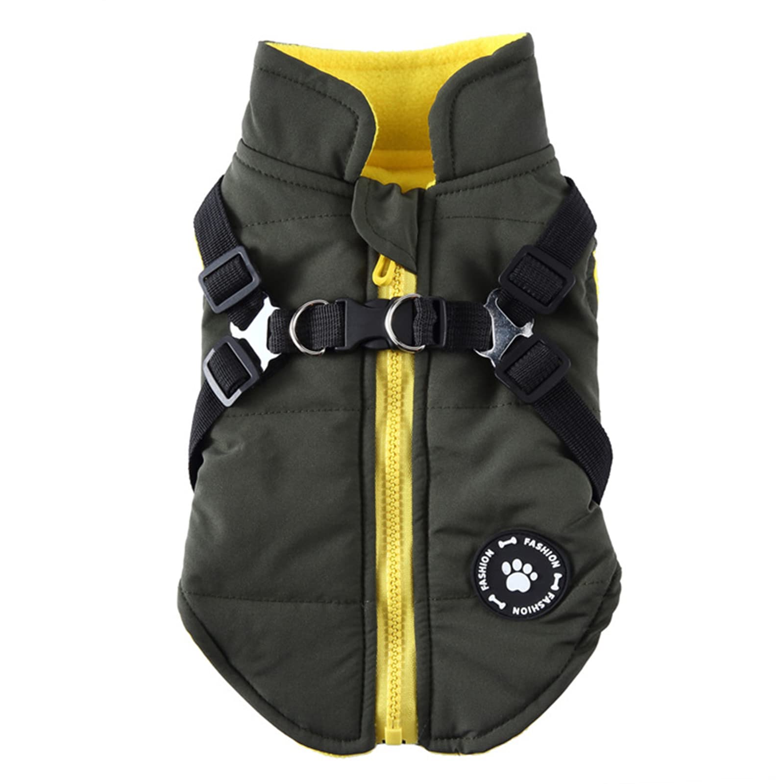 MeiAOBest Dog Warm Coats Jackets, Dog Harness and Coat Zipper 2 in 1 Winter Jacket No Pull Dog Vest Harness Outfit Coats for Puppy Small Medium Dogs_Green(S):Chest Girth:13.3''