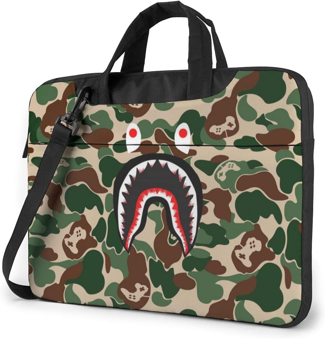 15.6 Inch Waterproof Laptop Shoulder Bag Lightweight Slim Notebook Sleeve Case Bape Blood Shark Messenger Briefcase with Strap for Men Women