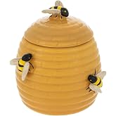 Hobby Lobby Ceramic Beehive Storage Canister, 18 Oz, 5.7 x 5.1 x 4.9 | Yellow with Bee Design