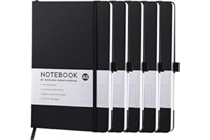 5 PackLined Journal Notebooks, Hardcover Notebook Journal for Work, 80Gsm Premium Thick Paper with Inner Pocket, Medium 5.7"x