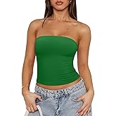 REORIA Women's Strapless Tube Top Double Lined & Non-Slip Y2K Backless Crop Tops for Summer Going Out