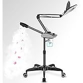 TASALON Professional Facial Steamer with 5X Magnifying Lamp, 2-in-1 Esthetician Steamer on Wheels with Ozone and Hot Mist, Ionic Facial Steamer for Facial Deep Cleaning and Moisturize