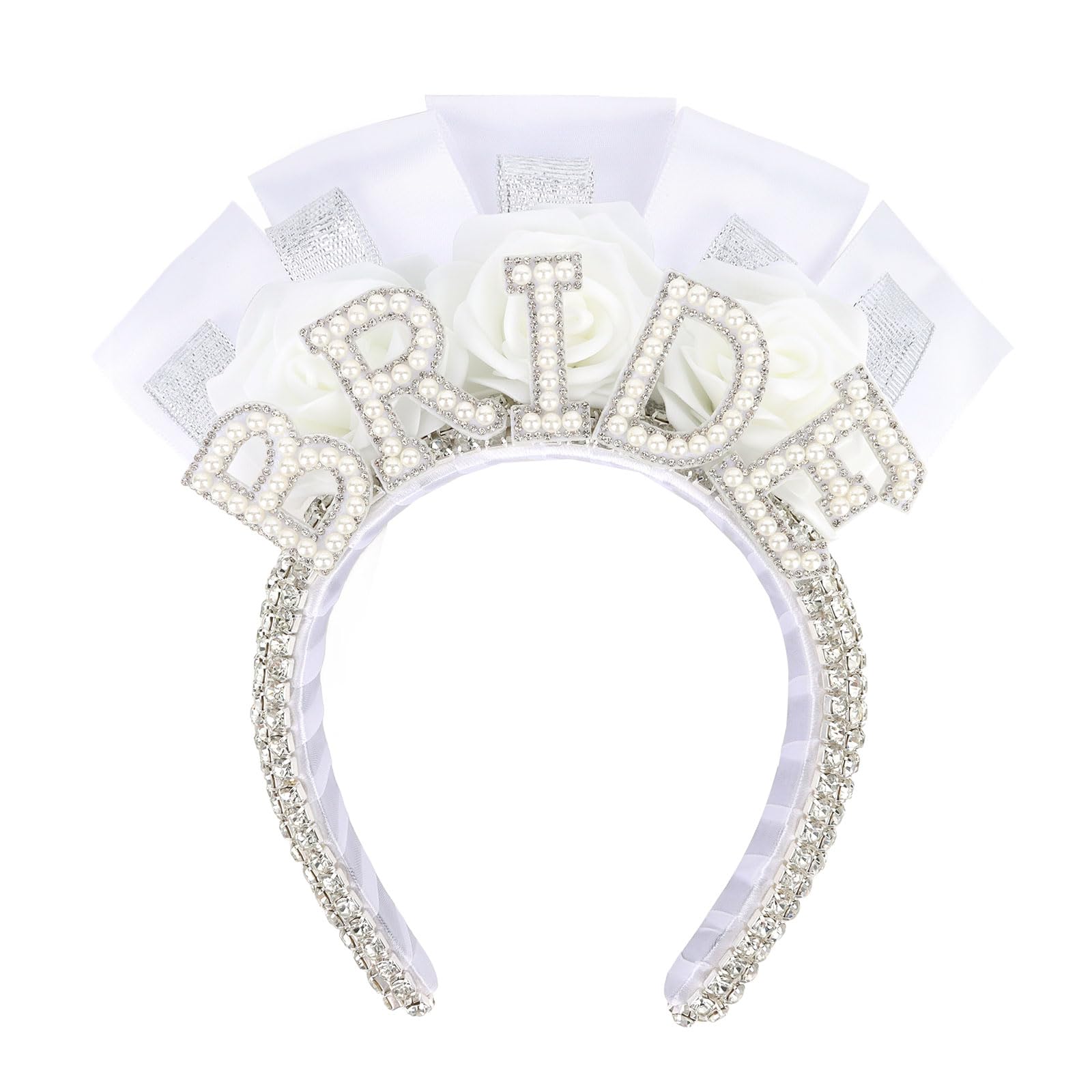 Photo 1 of **2 pack***Araluky Pearl Headband, Rhinestone Bride Headband with Flower for Bachelorette Party Accessories