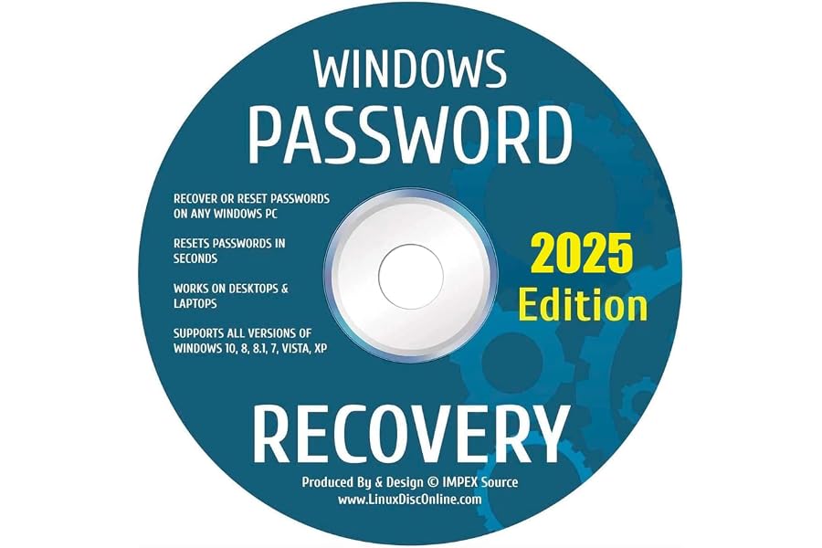 Windows Password Reset Recovery Disk Windows 10, 8.1, 7, Vista, XP Rated #1 Best Unlocker Remove Software CD DVD For All Wind