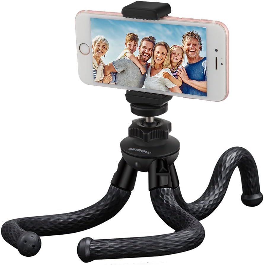 Camera/Phone Tripod, Patekfly 12 Inch Flexible Camera Tripod for Canon/Nikon/Sony DSLR Cam/Action Cam, Phone Tripod Stand with Cell Phone Holder Clip for iPhone/Android Phone(3 in 1) : Camera & Photo