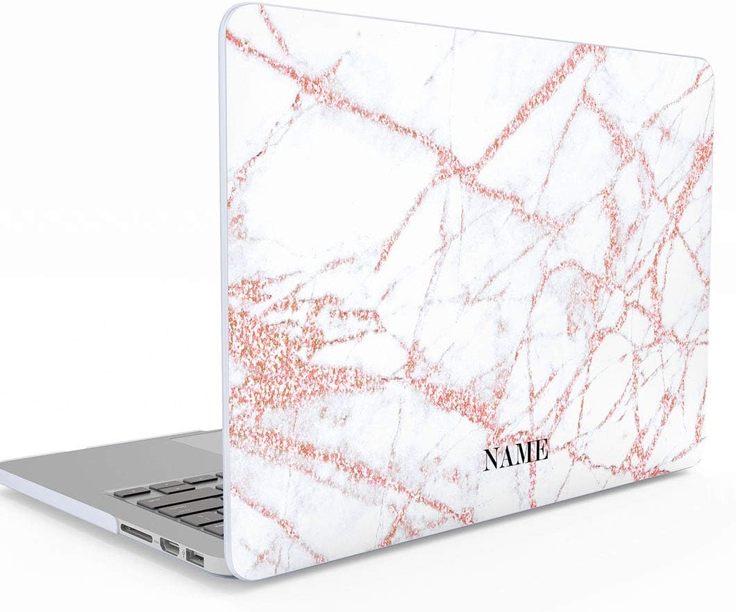 Personalised Rose Gold Initial Name Custom Create Yours Macbook Air 13 inch Case With Retina Display and Touch ID, Model: A1932, Release 2018-2019, Hard Case Cover