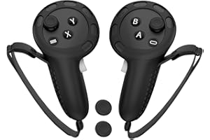 Mviioe Controller Grips Compatible with Meta Quest 3, Quest 3 Controller Straps Must-Have Quest 3 Accessories Anti-Slipery Silicone Made with with Adjustable Knuckle Straps and Signal Hole (Black)