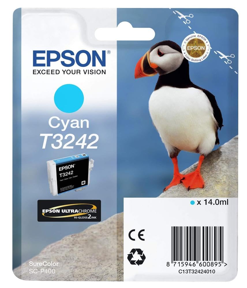 Epson C13T32424010 Ink Cartridge for Printer, Cyan, Genuine