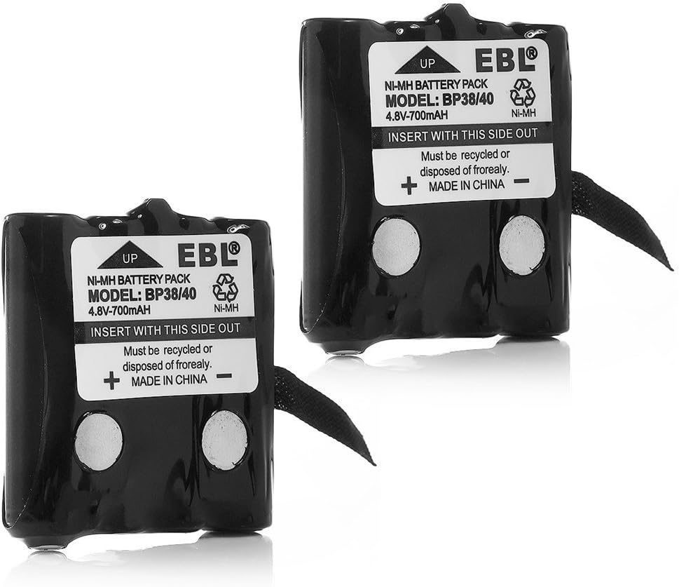 EBL BP-38 Two-Way Radio Batteries 4.8V 700mAh Replacement Battery for BP-38 BP-39 BT-1013 BT-537 BP-40 FRS-008 (2 Pack): Health & Personal Care