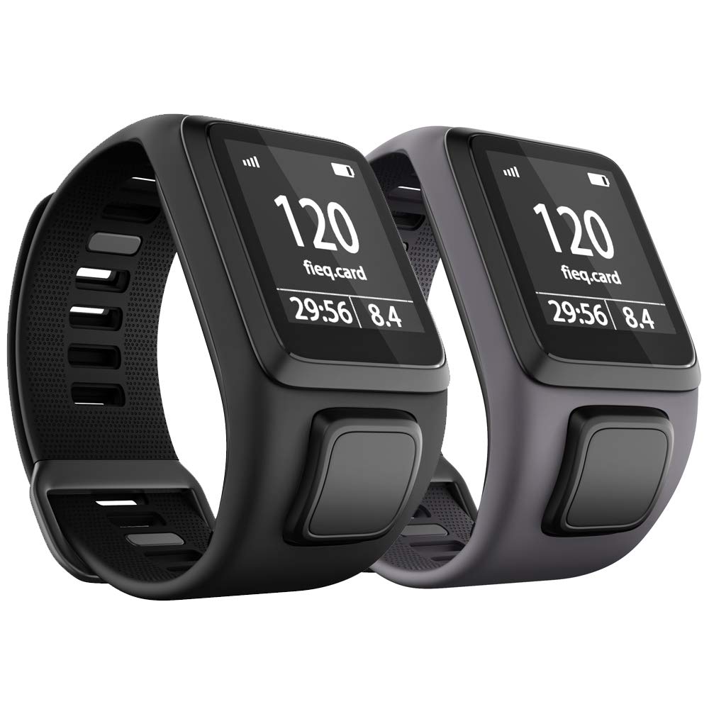 ANBEST TPU Watch Strap Compatible with Tomtom Runner 3/Spark 3/Runner 2/Adventurer 2/Golfer 2 Strap, Comfortable Bracelets for Tomtom Runner 2 Music/Spark 3 Cardio, Black, Grey