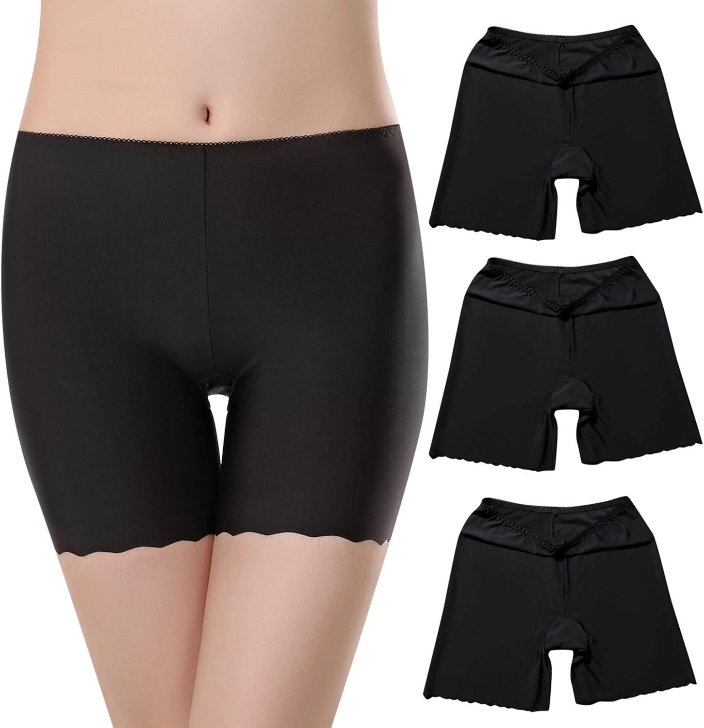 UMIPUBO 3 Pack Women's Shorts Anti Chafing Underwear Seamless Slipshort
