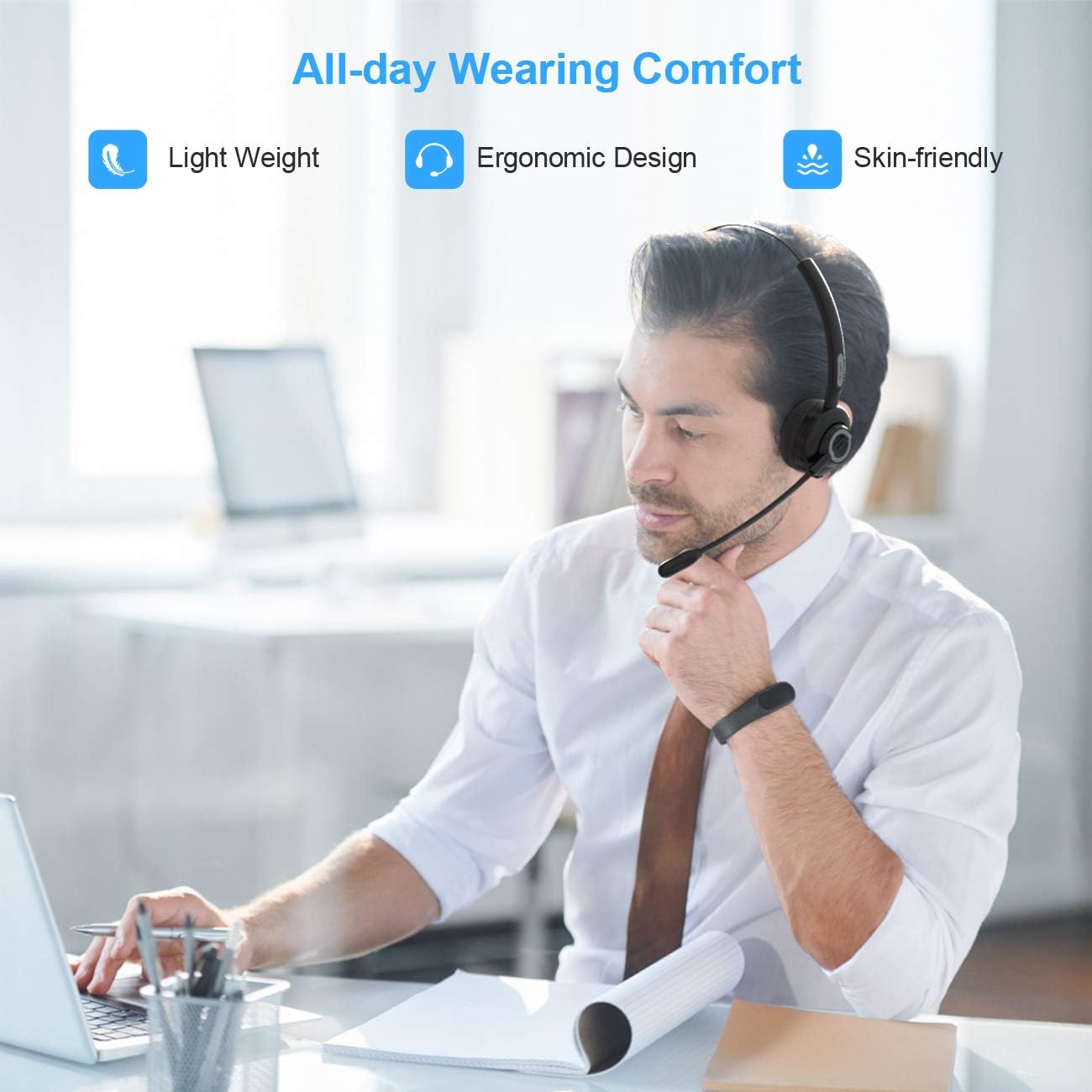 Bluetooth Headphones with Microphone, Wireless Bluetooth Headset on Ear, Noise Canceling PC Headset with Mute Key Clear Sound for Cell Phones Tablet Home Office Skype, Truck Drive, Call Center: Home Audio & Theater