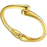 Gold Bangle Bracelets for Women Teens Trendy Chunky Adjustable Twist Cuff Bracelet Personalized Irregular Bracelets for Women Beach Party Summer Jewelry