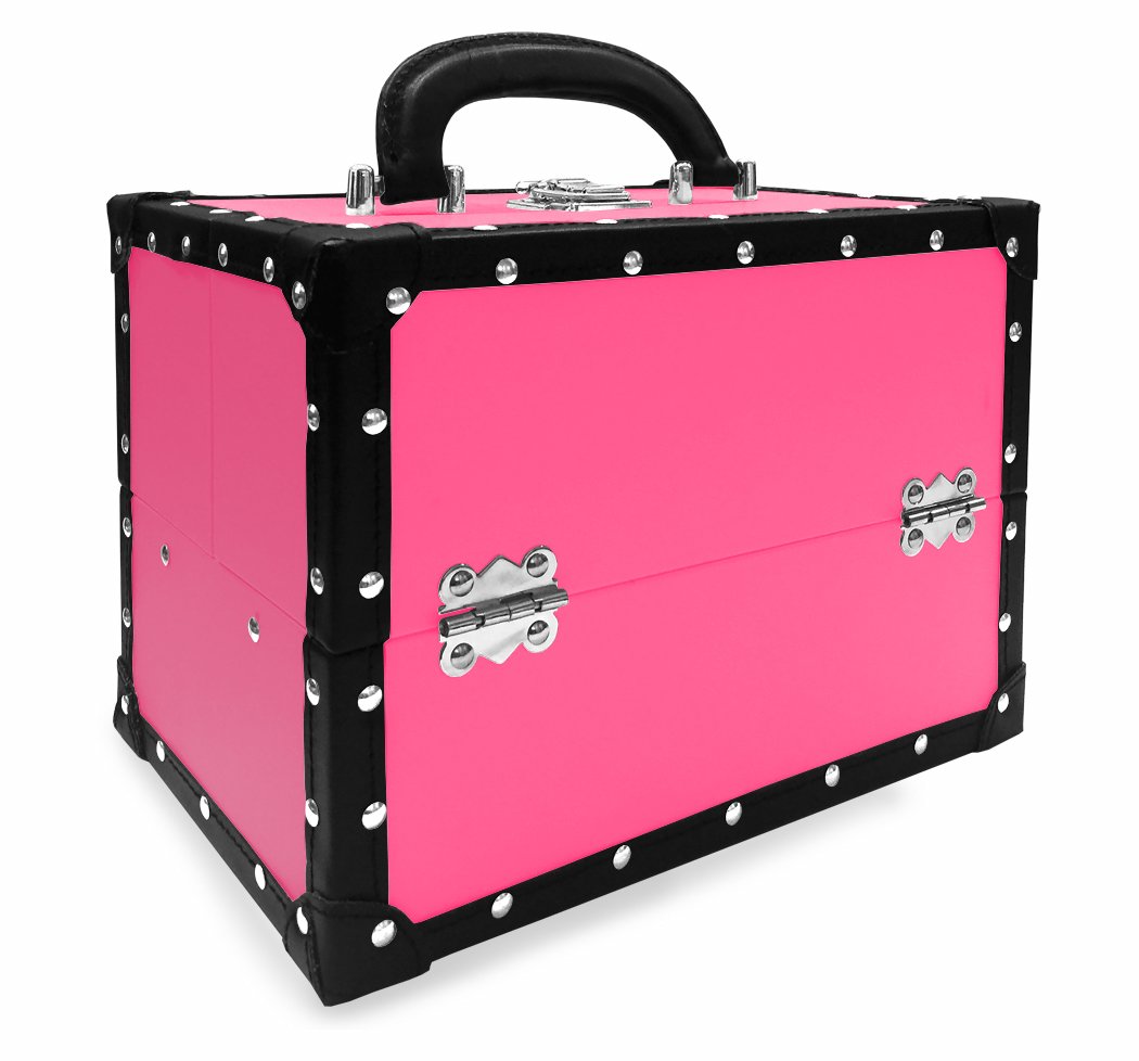 BR Carry All Trunk Train Case with Makeup and Reusable Case Makeup Gift Set (Pink) : Beauty