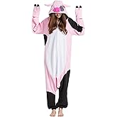 DarkCom Piebald pig Onesie Halloween Costume One Piece Unisex Adult Pajamas Women Men Sleepwear Christmas Pajamas