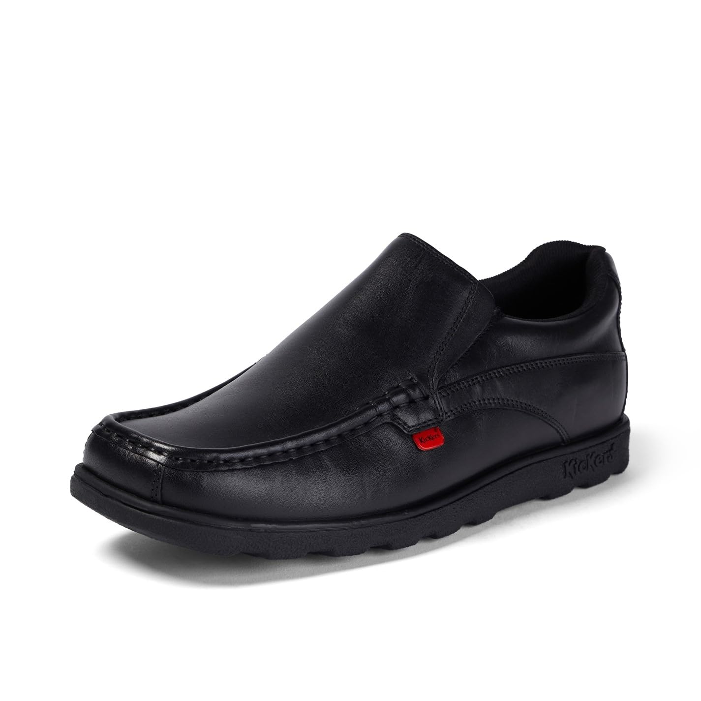 Kickers Men's Fragma Slip On Moc Toe Comfortable Leather Shoes | Smart Everyday School Look | Easy Slip-On Style, Cushioned for All-Day Wear, Black, 8 UK