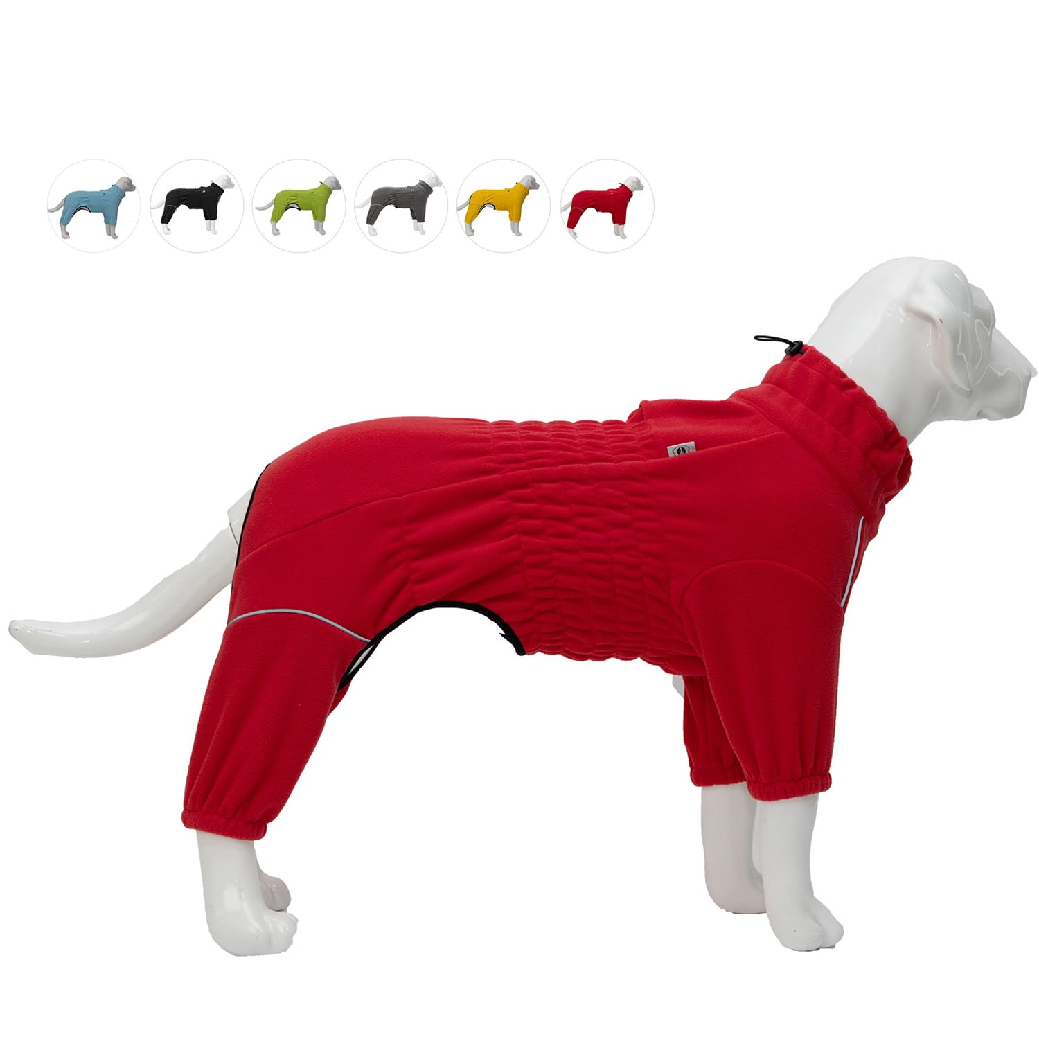 Warm Dog Coat, Windproof Jacket for Small to Large Dogs, 4-Legged Fleece Winter Coat, Red, XL