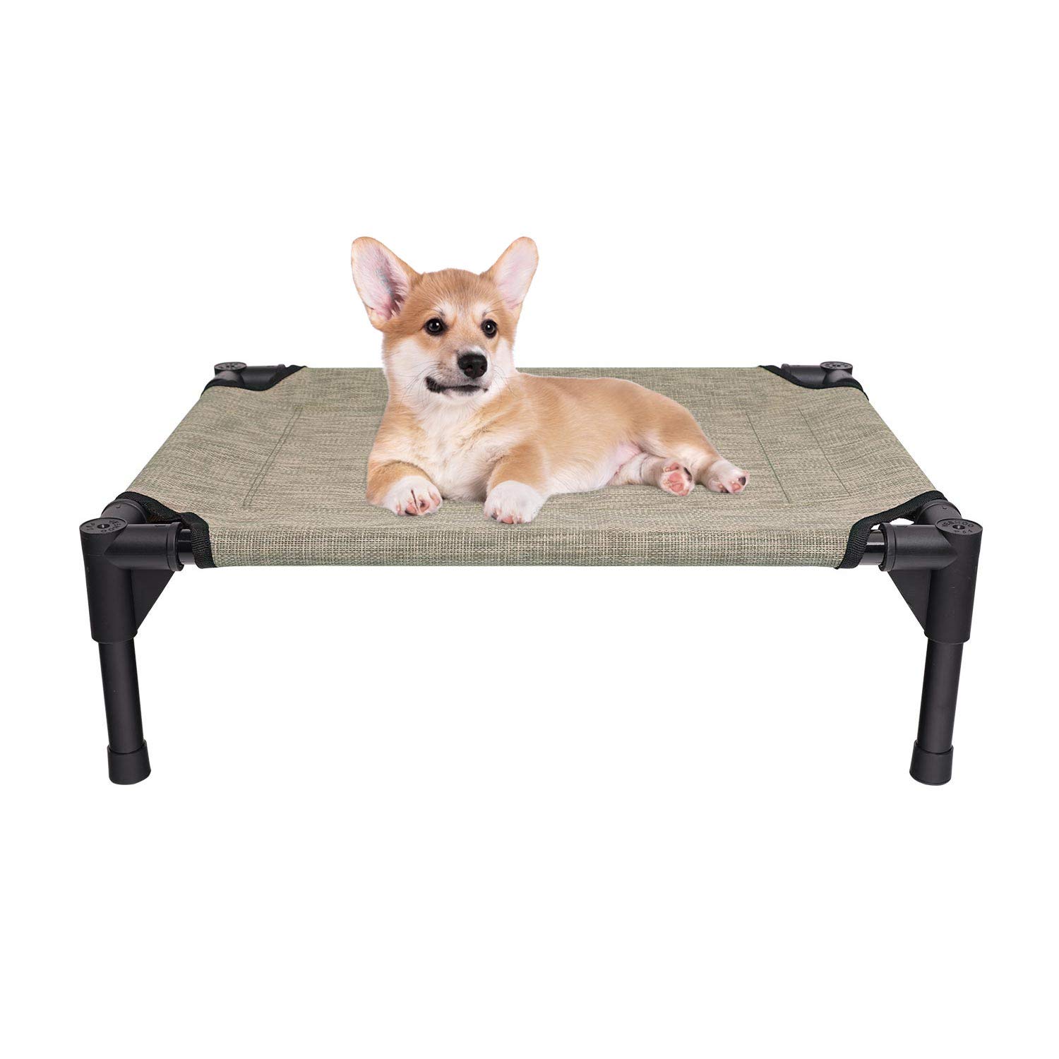 Veehoo Cooling Elevated Dog Bed for Summer, Portable Raised Pet Cot, Waterproof & Breathable Mat, Durable Textilene Mesh Fabric, No-Slip Feet, Indoor or Outdoor Use