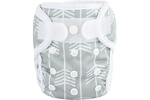 SIGZAGOR Newborn Baby Cloth Diaper Cover Nappy Hook and Loop (Grey Arrow)