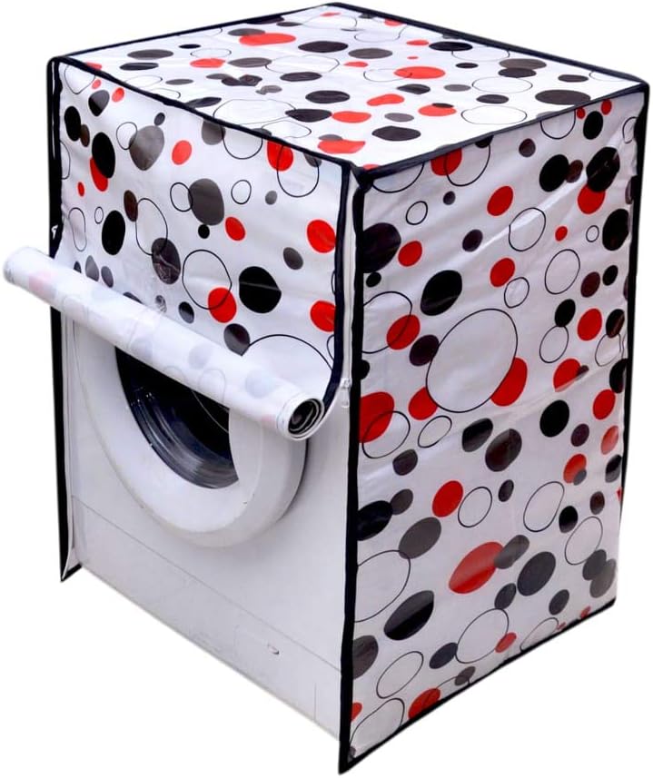 Cool Dealzz PVC Classic Design Front Loading Washing Machine Cover (Suitable for 6 kg, 6.5 kg, 7 kg, 7.5 kg), Size-(23X35X22) inch, Multicolor