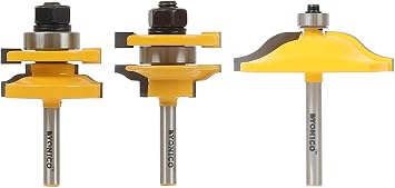 Yonico 12338q Ogee 3 Bit Raised Panel Cabinet Door Router Bit Set 1 4 Inch Shank Amazon Com