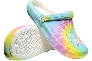 HoEase Tie-dye Womens Clogs Lightweight Slip-on Garden Shoes Cheap Slippers/Sandals/Water Shoes