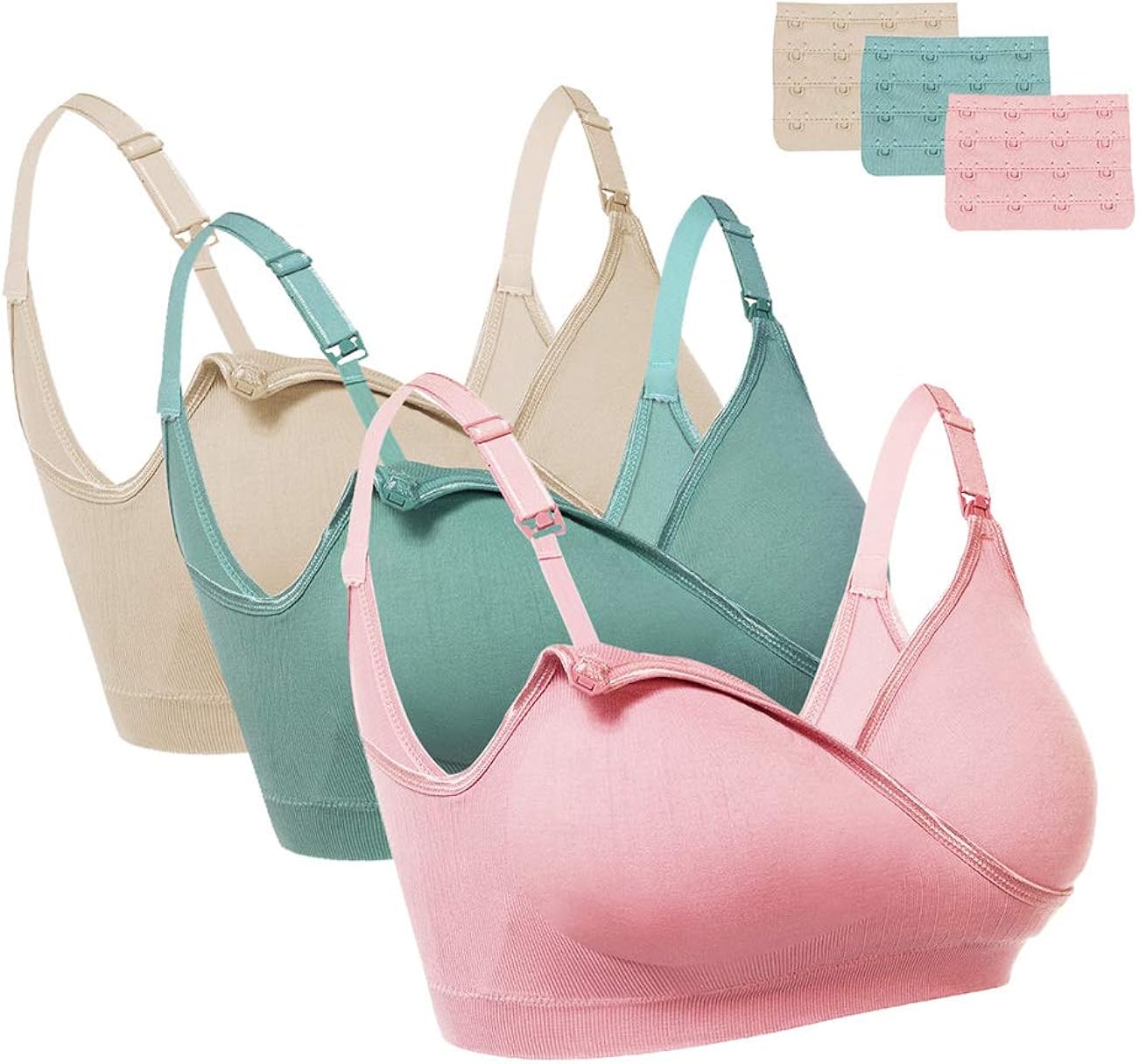 FeelinGirl Women 3 Pack Nursing Bra Wireless Breastfeeding Maternity Bralette Set: Amazon.ca ...