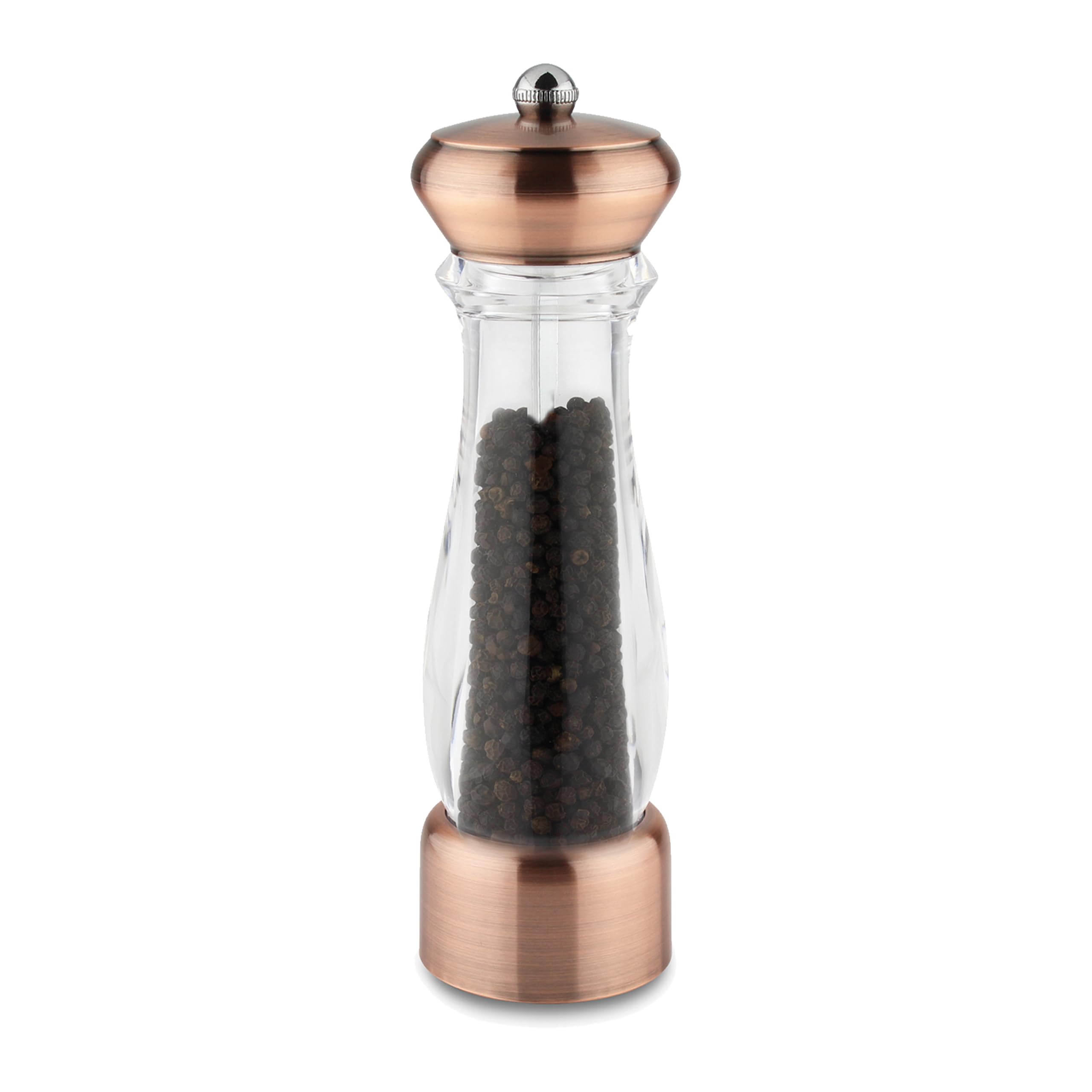 Salt or Pepper Mill Bronze & Acrylic, Durable Ceramic Grinding Mechanism Scandinavian BPA Free 6 cm x 6 cm x 21 cm