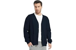Donason Men's Casual Cardigan Sweater Long Sleeve V Neck Button Down Mens Knit Cardigan Sweaters with Pockets