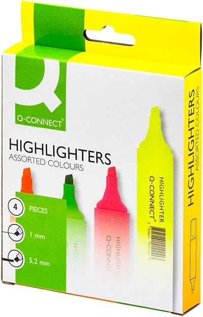 Q-Connect Assorted Highlighter Pens Pack of 4 KF01116