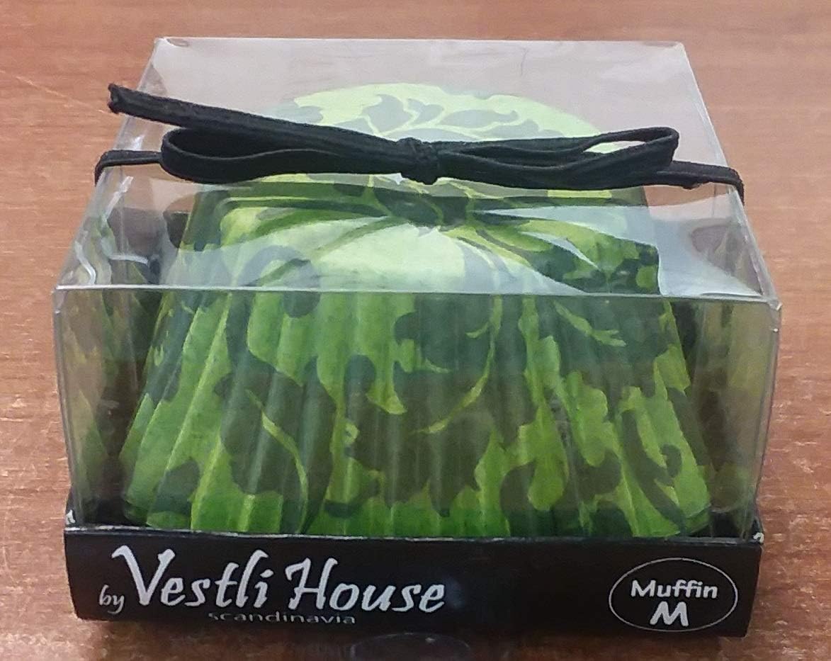 Vestli House 20 Pack of Green Floral Muffin Baking Cups