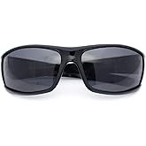 SA106 Mens Polarized Biker Wrap Around Plastic Rectangle Sport Sunglasses