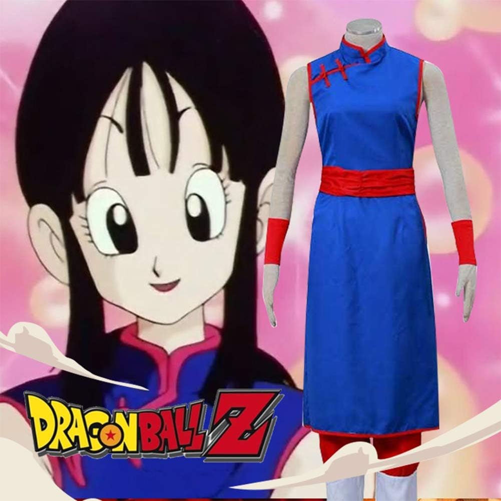 GGOODD Anime Dragon Ball Son Goku Wife Chichi Cosplay Costume Halloween Blue Kungfu Cheongsam Suit