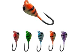 JIATAI FISHING 15 Pcs Ice Fishing Jigs for Panfish Walleye Sunfish Winter Ice Jigging Tackle Accessories Box Colorful Lead Jig Heads Glow Jigs for Ice Fishing