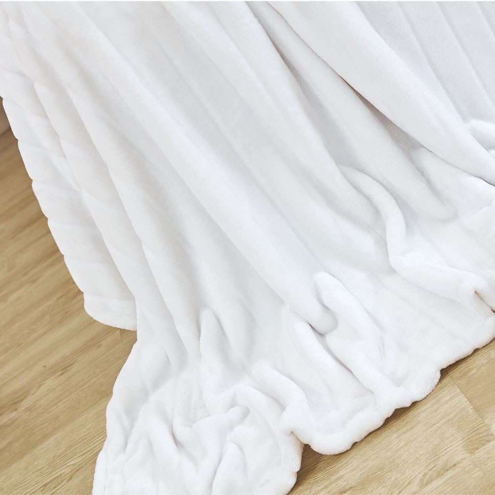 Bertte Throw Blanket Super Soft Cozy Warm Blanket 330 GSM Lightweight Luxury Fleece Blanket for Bed Couch- 50"x 60", Ivory White: Home & Kitchen