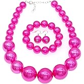 CIOOU Large Big Faux Pearl Necklace for Women Chunky Pearl Necklace and Earrings set 1920s Costume Jewelry set Prom party Wedding