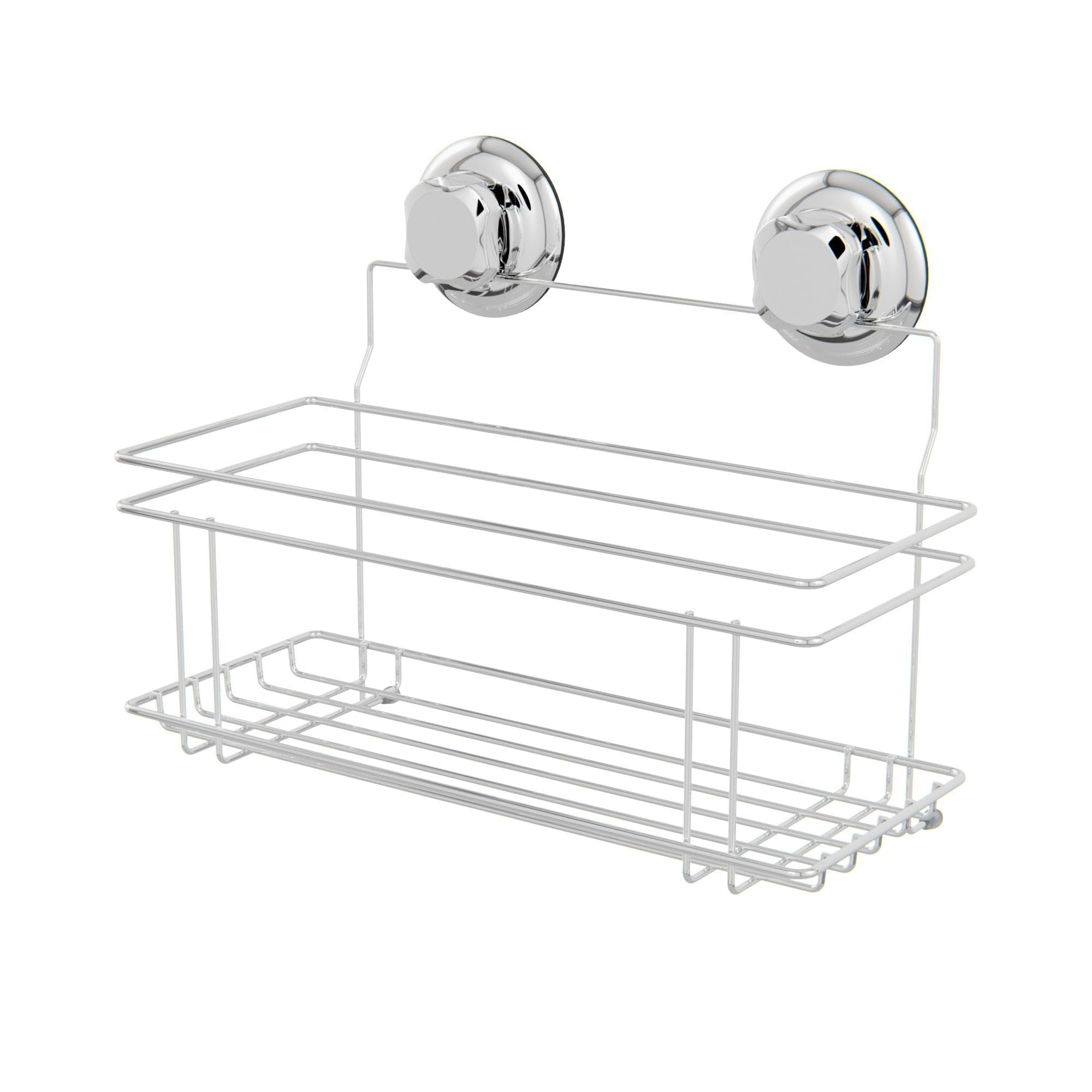 Compactor Bestlock Wall Mounted Large Bathroom Storage Rack, Suction Cup Mounting, Supports up to 12kg, Anti-Rust Chrome Plated Iron, 30 x 15 x H. 20.5 cm, RAN7819