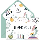 FYSUIMU 24 Pack Science Thank You Card Bulk Chemistry Lab Blank Note Cards with Envelopes Stickers Green Greeting Cards for Scientist Birthday Party