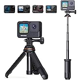 K&F CONCEPT 33.5cm/13.2" Selfie Stick Tripod, Portable Vlog Handle Grip Action Camera Selfie Stick for GoPro Hero 13/12/11/10/9/8/Max, DJI Osmo Action 5/4/3/2/1. (Black)