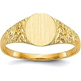 JewelryWeb 14k Yellow Gold Polished Solid Back Signet Ring Size 6 Ring for Women