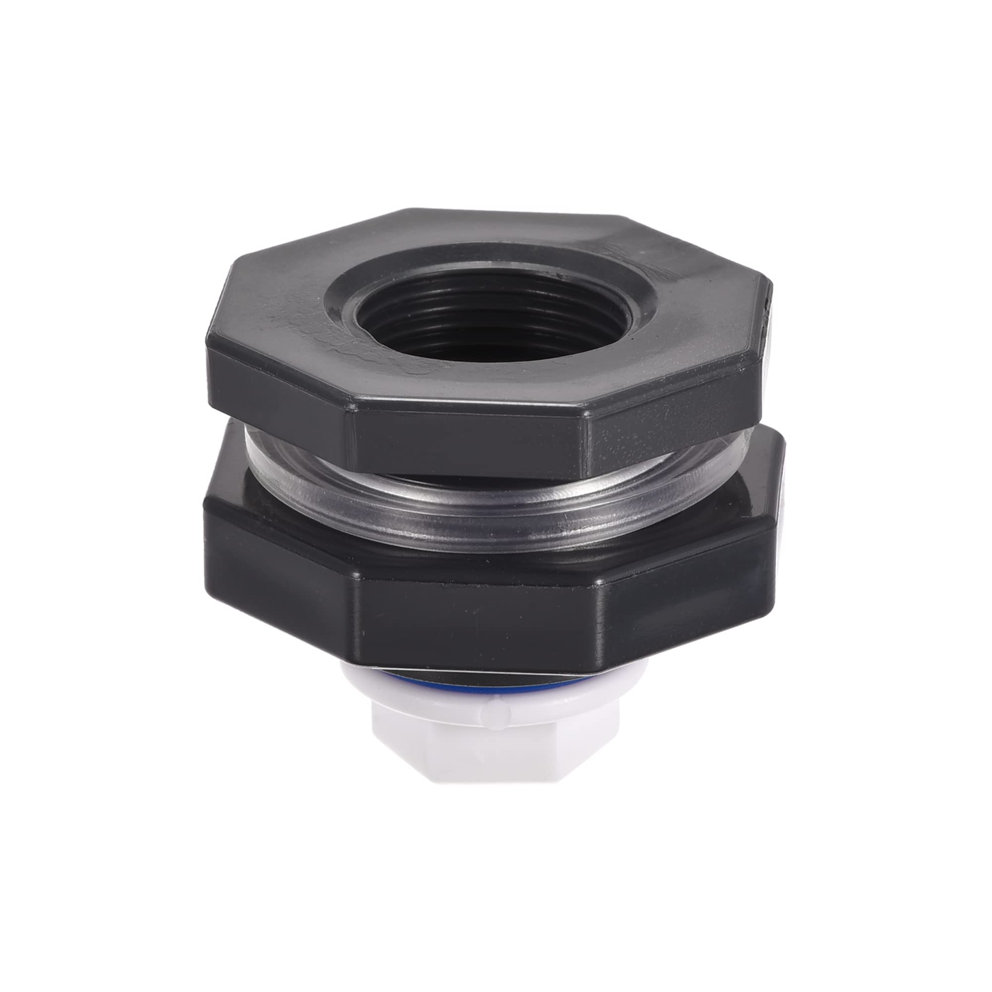 M METERXITY 1 Set PVC Bulkhead Fitting - Threaded Bulkhead Water Tank Connector, with Plug Fitting, Apply to Faucets, (G3/4 Thread, Gray White)