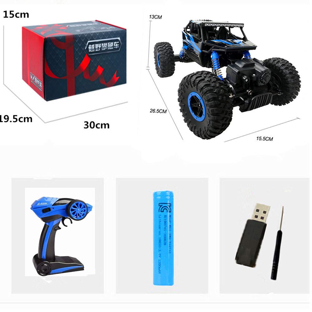Cherry 2.4GHZ 1:18 Remote Control Car, 4WD RC Rock Crawlers Double Motors Drive Bigfoot Cars Climbing Off Road Vehicle Toy RC Car Blue Color