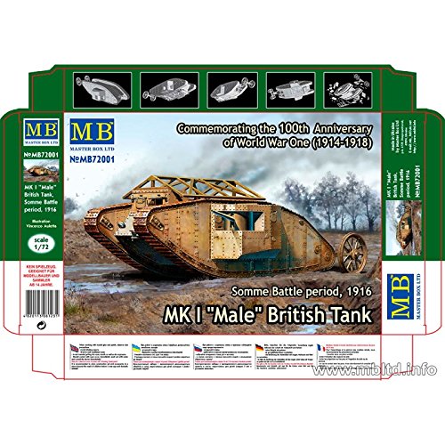 Master Box British Male MK 1 Tank Somme Battle 1916 Military Land Vehicle Model Building Kit (1:72 Scale)
