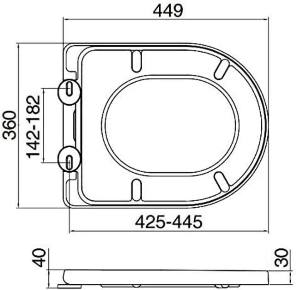 Middle D Shape Toilet Seat Soft Close Quick Release Top or Bottom Fix