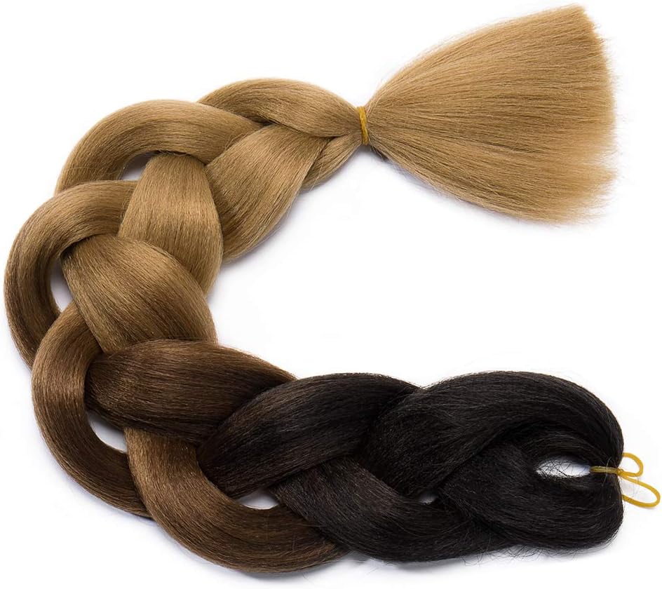 Ombre Jumbo Braiding Hair 24 Inch 5Pcs Synthetic Colorful Box Jumbo Braids for Crochet Twist Hair Extension Black to Auburn to Blonde - Image 3