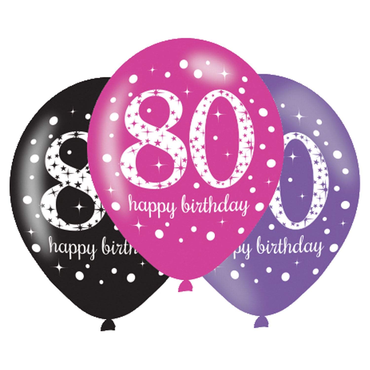 Adult Pink Celebration 80th Birthday Latex Balloons